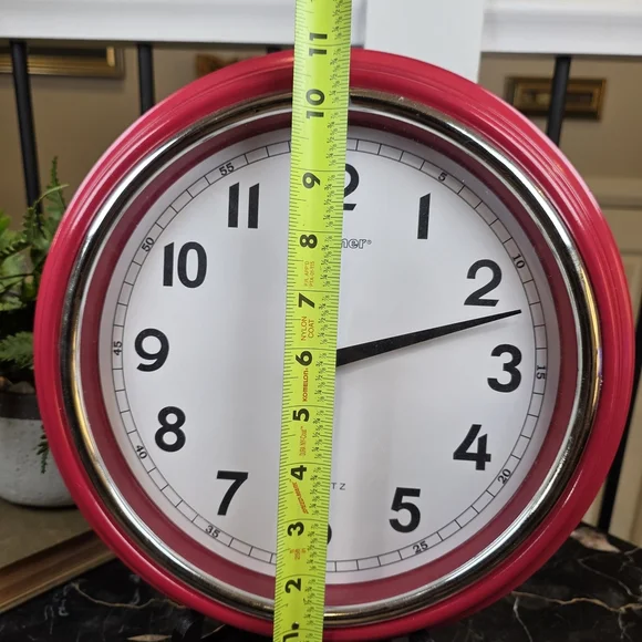 Skytimer Red Wall Clock 11.5" Retro Diner Style Quartz Kitchen Decor - Picture 5 of 5
